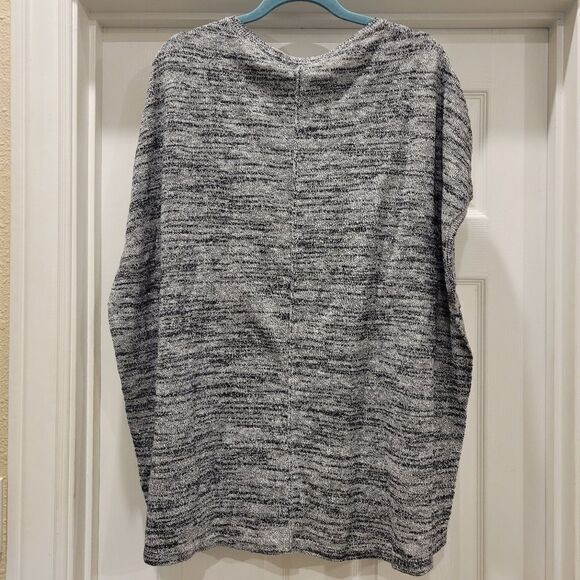 Pure Jill Elliptical Pullover Knit Top Black White Linen Blend, size 2X - Picture 2 of 9